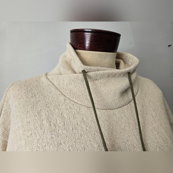 Parkhurst Cotton Country Forest Design Cowl Neck Sweater - Cream and Olive. S - Picture 3 of 13